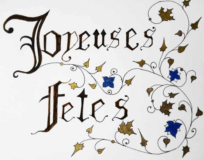 Une pancarte avec les mots jousse fêtes dessus, Conte de Noël.